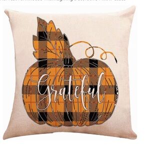 3/$12 “Grateful”  Plaid Pumpkin Holiday Pillow Cover.